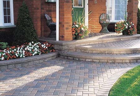 Brick paving stone entrance.