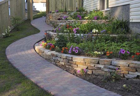 Curvy paver sidewalk