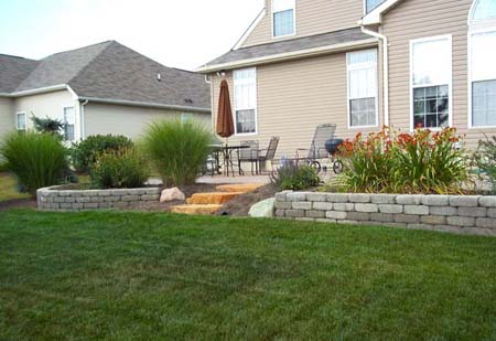 Raised brick patio.