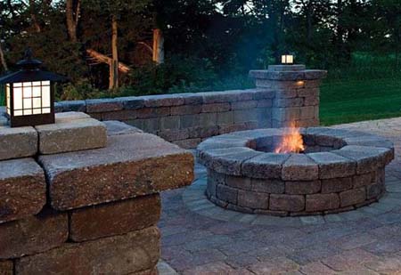 Beautiful stone fire pit area.