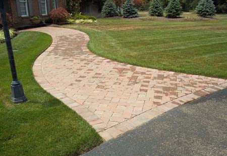 Wide brick walkway