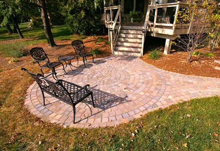 Brick patio off deck