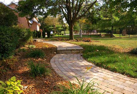 Curvy paver sidewalk