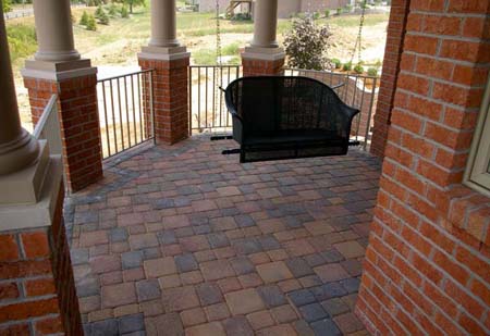 Brick patio with swing