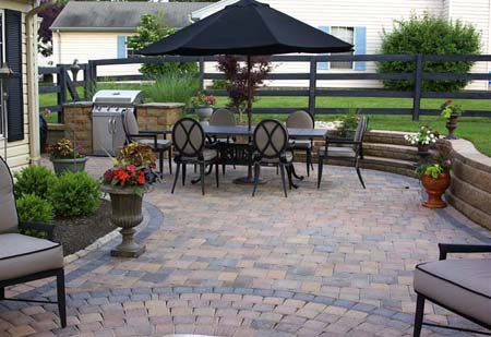 Sunken brick patio