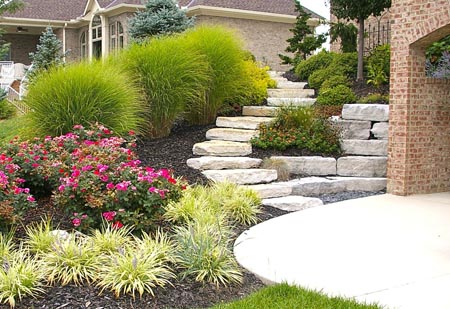 Stone steps and wall