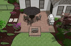 Square Patio Plan with Built-in Fire Pit